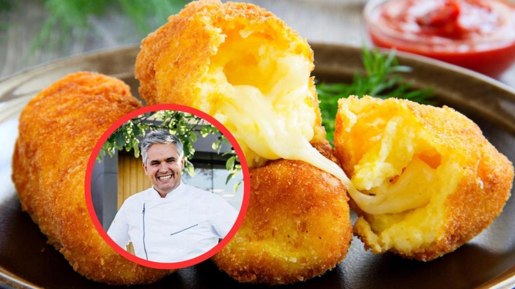 Fotomontaje de croquetas y Nandu Jubany