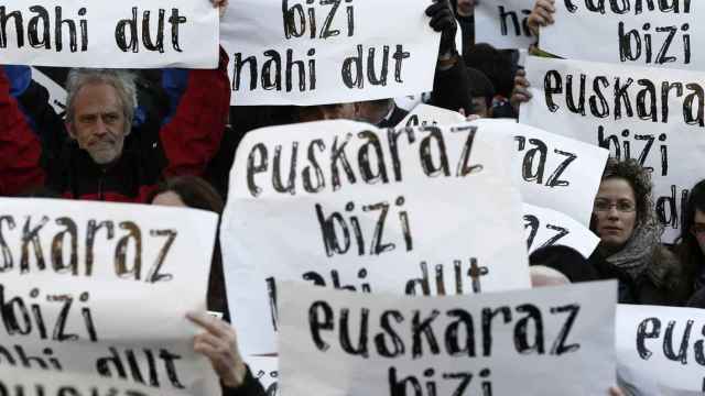 Una manifestación a favor del euskera.