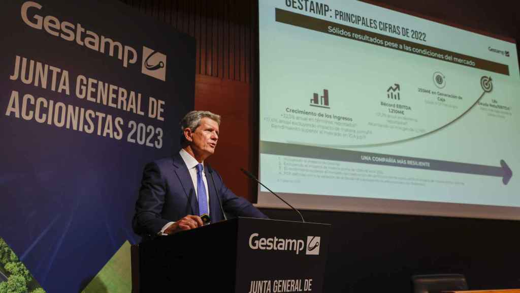 Francisco Riberas, de Gestamp, durante la junta de accionistas en el Palacio Euskalduna.